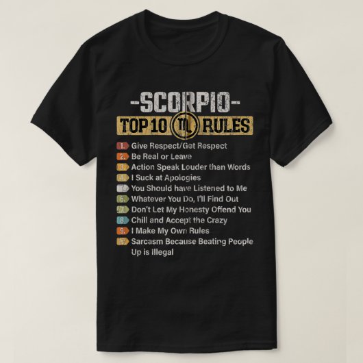 Zodiac Sign Funny Top 10 Rules of Scorpio Graphic (Design voorkant)
