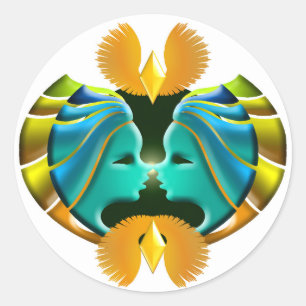 Zodiac Sign Gemini Design Ronde Sticker