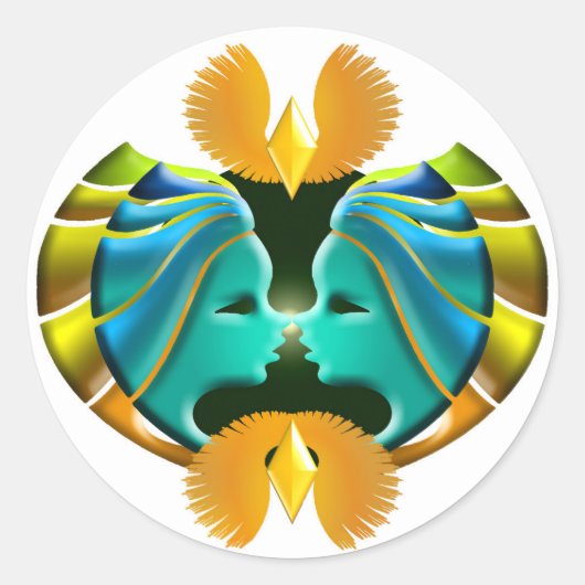 Zodiac Sign Gemini Design Ronde Sticker (Voorkant)
