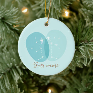 Zodiac Sign Gemini Keramisch Ornament