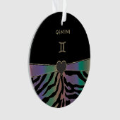 Zodiac Sign Gemini Rainbow Zebra Design Ornament (voorkant)