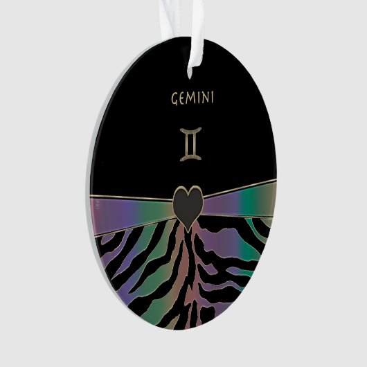 Zodiac Sign Gemini Rainbow Zebra Design Ornament (voorkant)