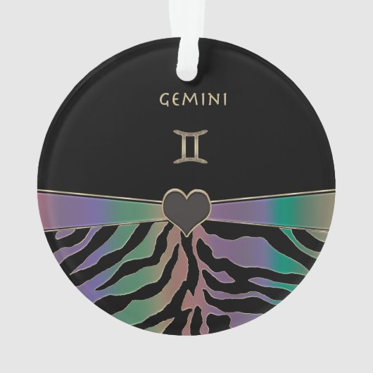 Zodiac Sign Gemini Rainbow Zebra Design Ornament (achterkant)