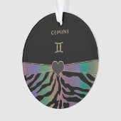 Zodiac Sign Gemini Rainbow Zebra Design Ornament (voorkant)