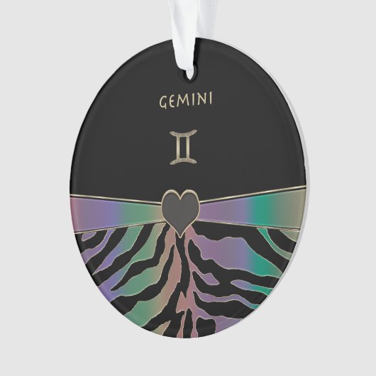 Zodiac Sign Gemini Rainbow Zebra Design Ornament (voorkant)