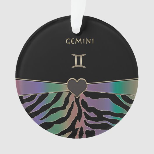 Zodiac Sign Gemini Rainbow Zebra Design Ornament (voorkant)