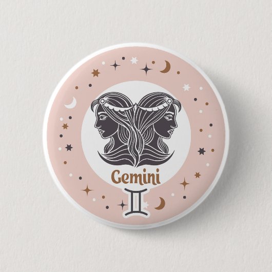 Zodiac Sign Gemini Ronde Button 5,7 Cm (Voorkant)