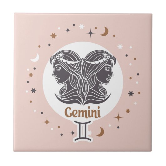 Zodiac Sign Gemini Tegeltje (Voorkant)