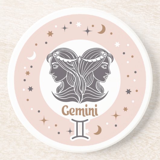 Zodiac Sign Gemini Zandsteen Onderzetter (Voorkant)