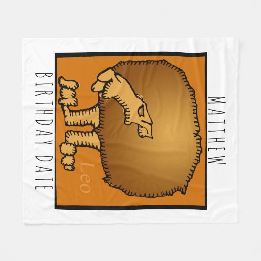 Zodiac Sign Leo - Aangepersonaliseerde Birthday Bl Fleece Deken (Voorkant (Horizontaal))