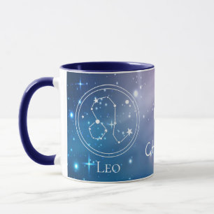 Zodiac Sign LEO Paars Blue Name Monogram Mok