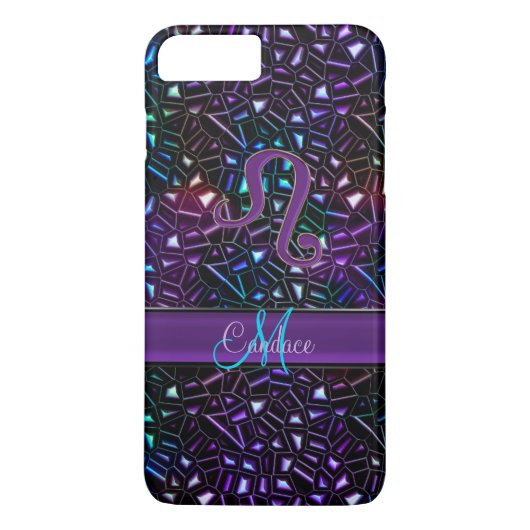 Zodiac Sign Leo Rainbow Glitter iPhone 7 Plus Hoes (Achterkant)