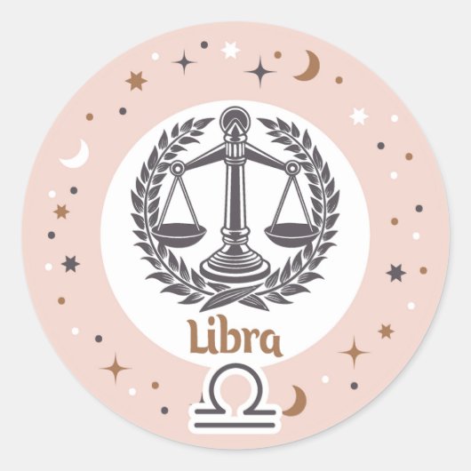Zodiac Sign Libra Ronde Sticker (Voorkant)
