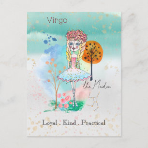 Zodiac Sign Maagd Maiden grillig meisje Briefkaart