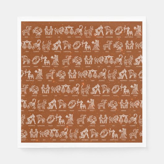 Zodiac Sign Paper Napkin (Oranje) Servet (Voorkant)