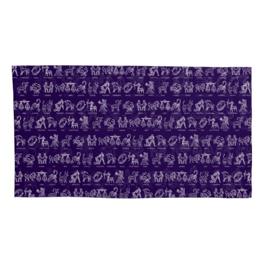 Zodiac Sign Pillow Hoesje (Paarse set van Two) Kussensloop (Achterkant-Rechts)