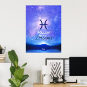 Zodiac Sign Pisces Dreamweaver Star Sky Quote Post Poster (Thuiskantoor)