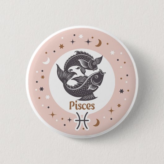 Zodiac Sign Pisces Ronde Button 5,7 Cm (Voorkant)