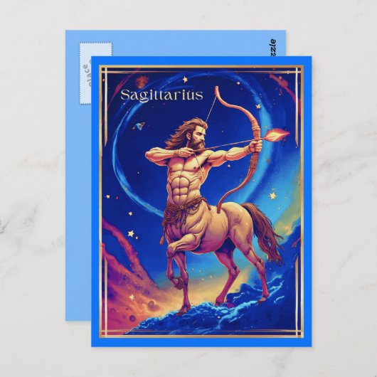 Zodiac Sign Sagittarius als de hemelse boogschutte Briefkaart (Voorkant / Achterkant)