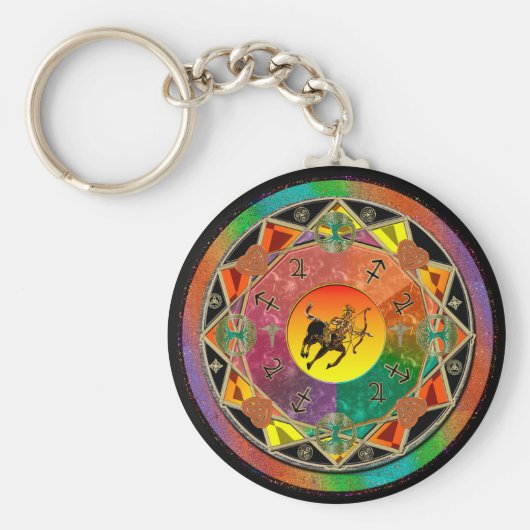 Zodiac Sign Sagittarius Mandala Sleutelhanger (Voorkant)