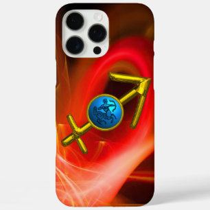 ZODIAC SIGN SAGITTARIUS, Red Yellow Fractal Swirls iPhone 16 Pro Max Hoesje