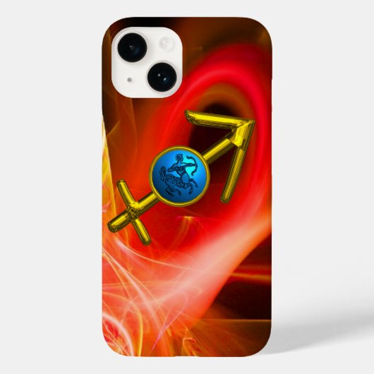 ZODIAC SIGN SAGITTARIUS, Red Yellow Fractal Swirls Case-Mate iPhone Case (Achterkant)
