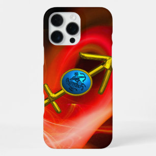 ZODIAC SIGN SAGITTARIUS, Red Yellow Fractal Swirls iPhone 16 Pro Max Hoesje
