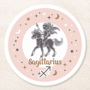 Zodiac Sign Sagittarius Ronde Kartonnen Onderzetter