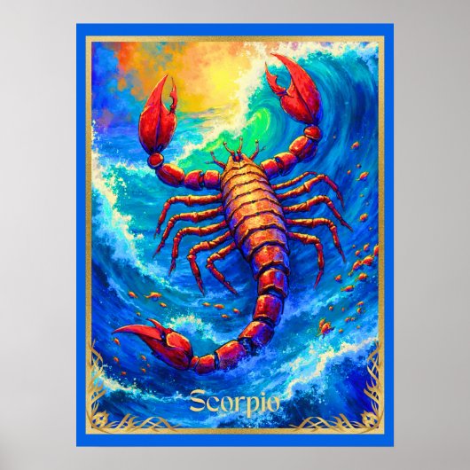 Zodiac Sign Scorpio Emerging from Deep Waters Poster (Voorkant)