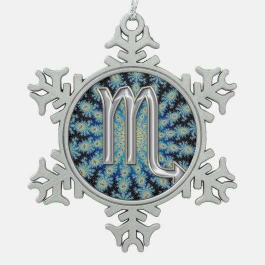 Zodiac Sign Scorpio Kerstmis Tin Sneeuwvlok Ornament (Voorkant)