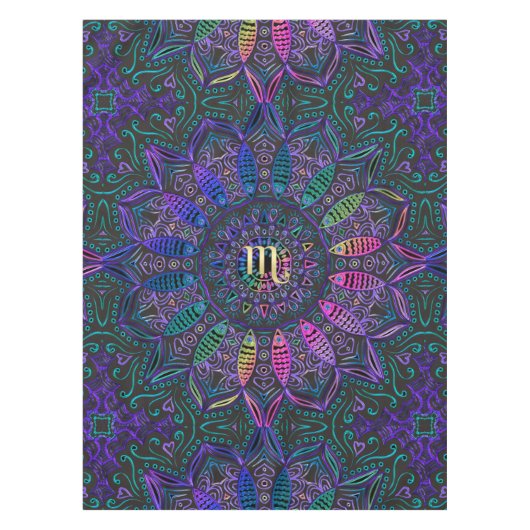 Zodiac Sign Scorpio Mandala Tafelkleed (Voorkant)