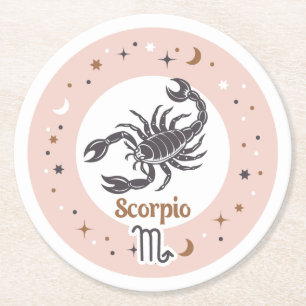 Zodiac Sign Scorpio Ronde Kartonnen Onderzetter
