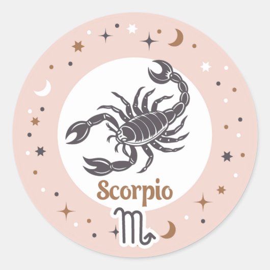 Zodiac Sign Scorpio Ronde Sticker (Voorkant)
