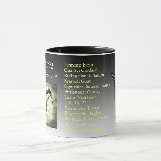 Zodiac Sign Steenbok Geit Symbool en details Mok (Midden)