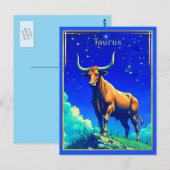 Zodiac Sign Stier Geworteld in de Aarde en de Heme Briefkaart (Voorkant / Achterkant)