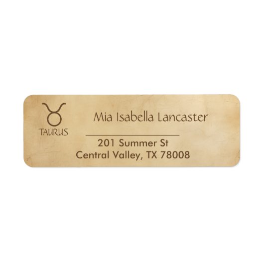 Zodiac Sign Stier Retouradres Labels (Voorkant)