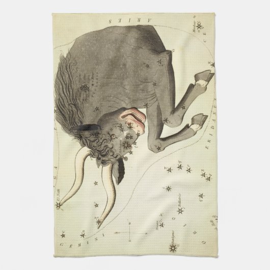 "Zodiac Sign: Taurus" keukenhanddoek (Verticaal)