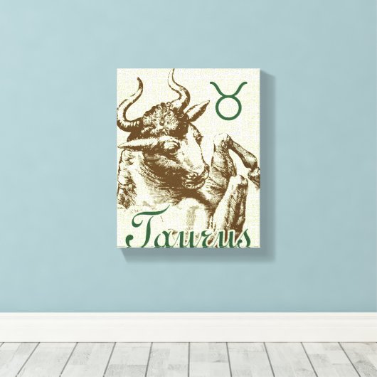 Zodiac Sign Taurus-symbool Canvas Afdruk (Insitu (Houten vloer))