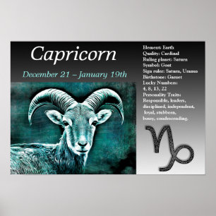 Zodiac Sign van Capricorn Horoscope Poster