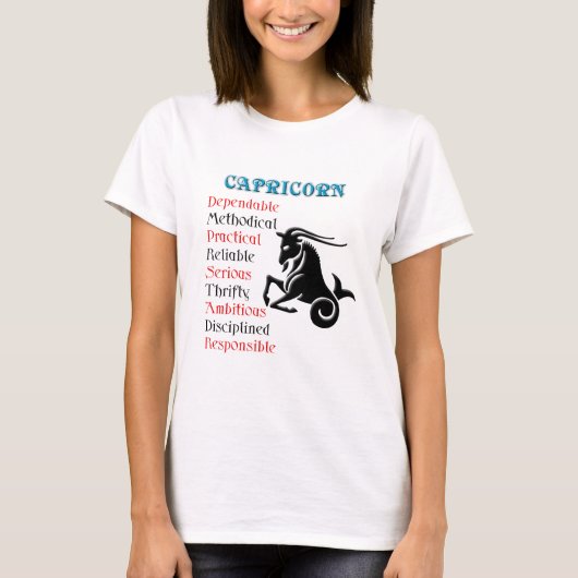 Zodiac Sign van Capricorn Horoscope T-shirt (Voorkant)