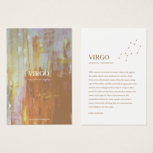 Zodiac Sign Virgo Jewelry Display Kaart (Voorkant /achterkant)
