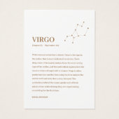 Zodiac Sign Virgo Jewelry Display Kaart (Achterkant)