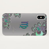Zodiac Sign Virgo Silver Fractal iPhone X Hoesje (Achterkant (horizontaal))