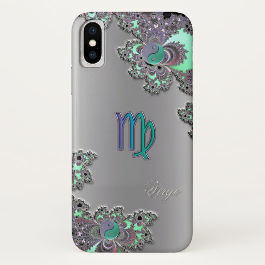 Zodiac Sign Virgo Silver Fractal iPhone X Hoesje (Achterkant)