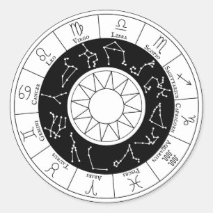 Zodiac-signalen Circle Black en White Ronde Sticker