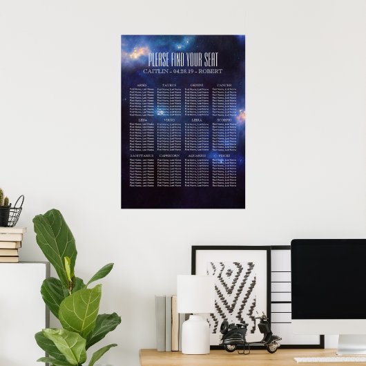 Zodiac-signalen | Constellation Seating Chart Poster (Thuiskantoor)
