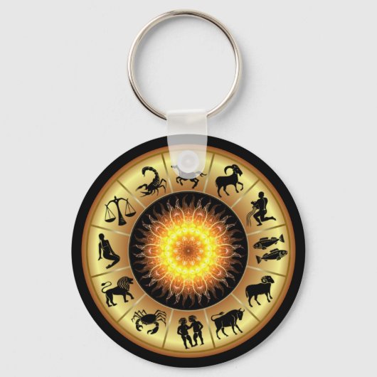 Zodiac-signalen ~ Gemasted Sun Center ~ Sleutelhanger (Voorkant)