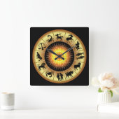 Zodiac-signalen ~ Gemasted Sun Center ~ Vierkante Klok (Huis)