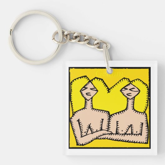 Zodiac-signalen Gemini 2-zijdige Sleutelhanger (Voorkant)