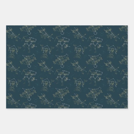 Zodiac-signalen in de sterren, constellaties inpakpapier vel (Voorkant)